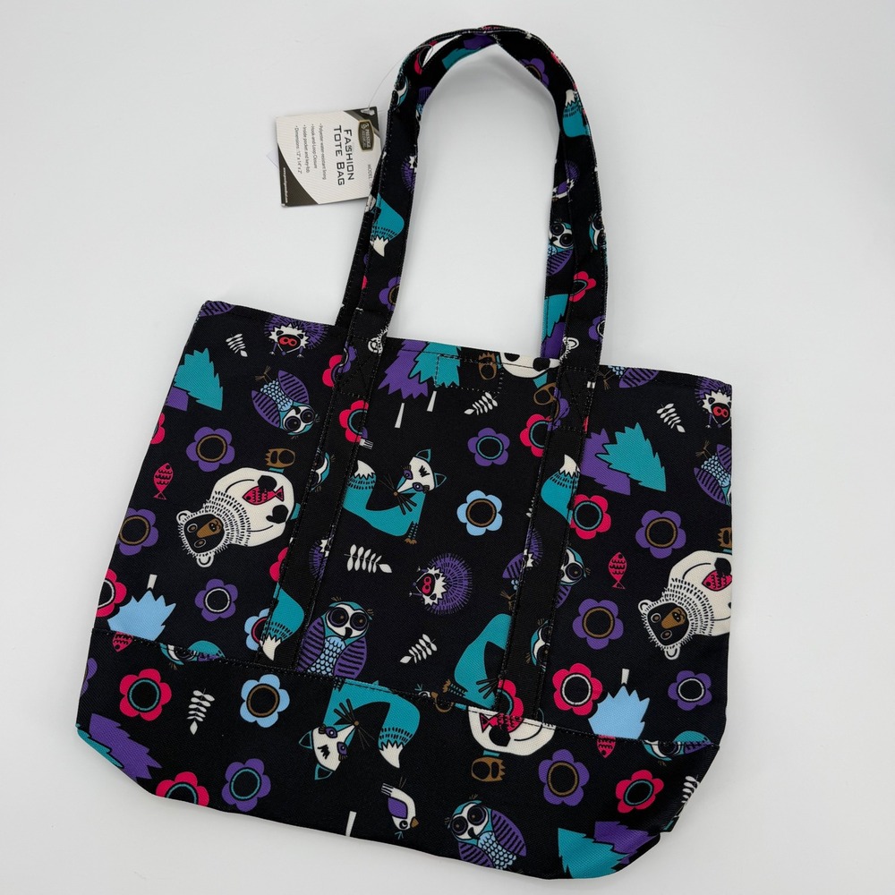 Prestige Medical Fashion Tote Model 700 Woodsy Animals Black NWT 12x14